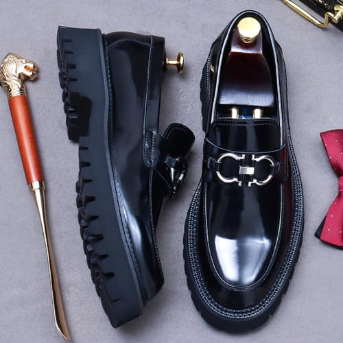 Men's Round-Toe Loafers, Genuine Leather Boat Shoes, Buckle Walking Shoe Casual Leather Shoes for Male2