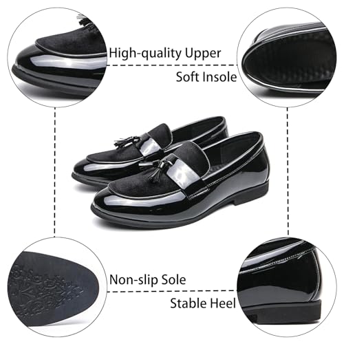 Men's Suede Leather Pointed Toe Low Heel Tassel Penny Loafers Fashion Luxury Slip-On Non-Slip Block Heel Business Dress Loafers for Daily Office Work3