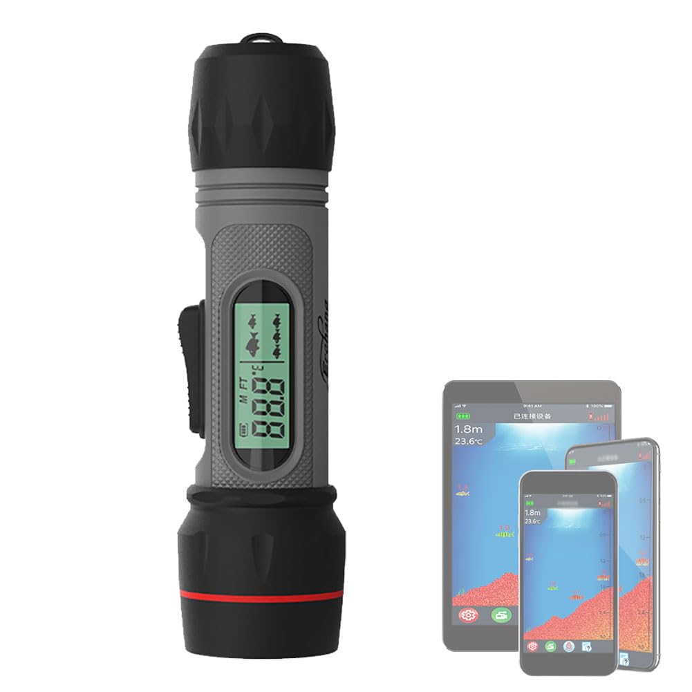 Sonda ecosonda para pesca en hielo, buscador de peces inalámbrico con luz LED subacuática, profundidad de detección de 0,8 a 90 m, diseño impermeable de cuerpo completo, para pesca en alta mar, pesc