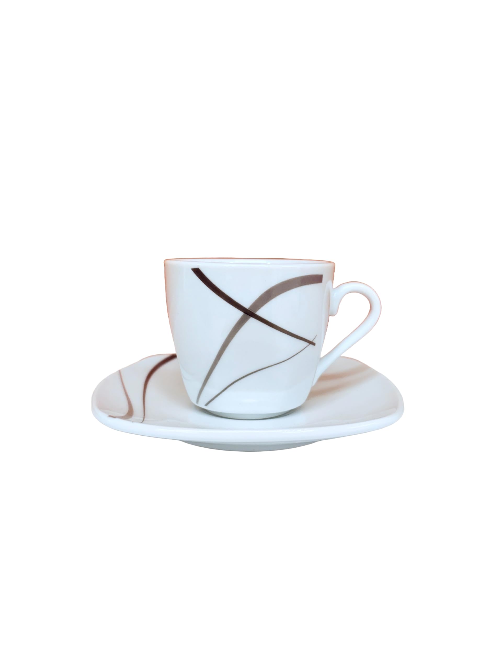Servizio Piatti Con Tazzine da Caffè 30 Pezzi per 6 Persone Strips Tortora Design Moderno in Porcellana Resistente, Lavabili in Lavastoviglie e Utilizzabili in Microonde