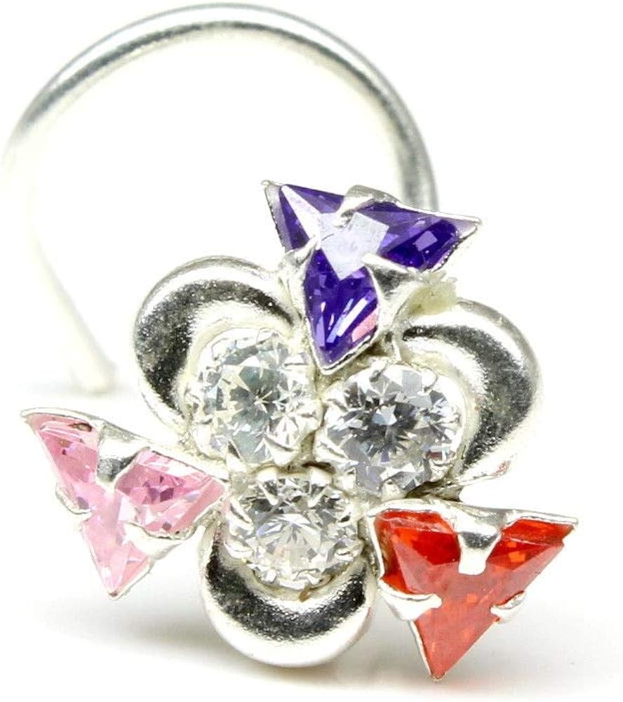 Karizma Jewels Silver Nose Stud, corkscrew piercing nose