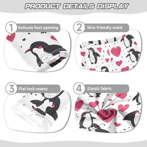 Penguin Red Heart Girls Casual Leggings for Kids Printed Long Pant Bottoms Stretch and Soft3