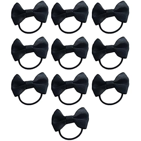 Vikenner 10 Pcs Elastic Hair Bow Tie Bands Cloth Hair Rope Bobbles Band Ponytail Holders for Women Baby Girls - Black Cover