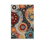 Aboriginal Dot Art lebendige indigene Stammeswandkunst, Gemälde, Leinwanddrucke, Poster, Kunstwerk für Wohnzimmer, Schlafzimmer, Badezimmer, Büro, Heimdekoration, 30 x 45 cm