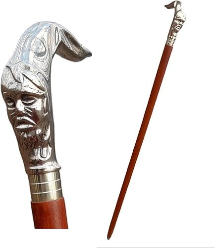 JYPR Bastón para hombre con mango de cabeza de latón macizo para Halloween, diseño de 3 pliegues para senderismo, caminar, apoyo para personas