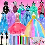 MINIFUN 800+Pcs Fashion Designer Kit for Girls, Sewing Kit with 4 Mannequins, DIY Arts and Crafts Kit for Kids, Doll Clothes Making Kit, Girl Toys for Age 6 7 8 9 10 11 12 Year Old Gifts