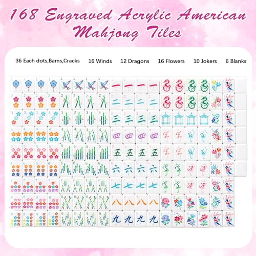 Set Completo de Mahjong Americano con Fichas Acrílicas miniatura 2