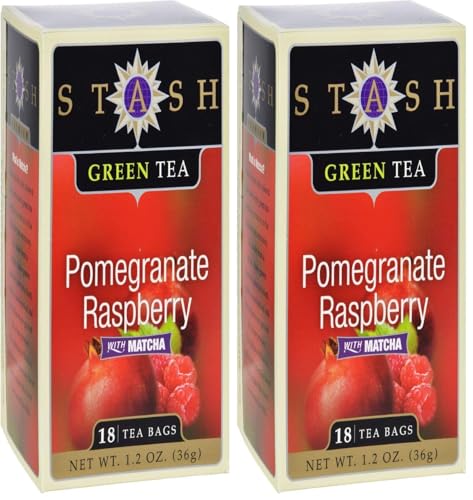 Image of Stash Tea Pomegranate Raspberry Green Tea, 18 Count Tea Bags in Foil Individual Green Tea Bags for Use in Teapots Mugs or Cups, Brew Hot Tea or Iced Tea (Pack of 2)