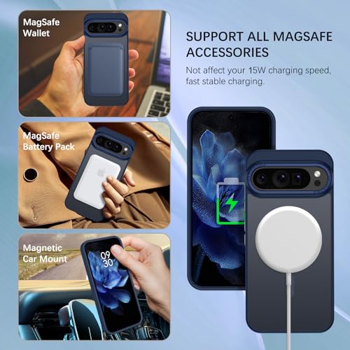 Image of YINLAI for Google Pixel 10 /10 Pro Case,Magnetic Compatible with MagSafe, Slim Matte Anti-Fingerprint, Shockproof Full Body Military Grade Protection for Google Pixel 10 /10 Pro Cover, Deep Blue