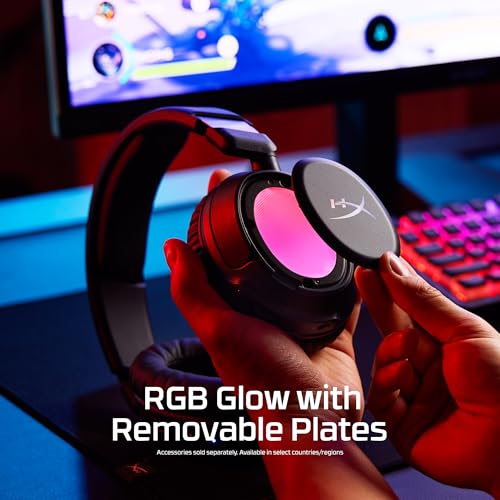 Image of HyperX Cloud Flight 2 - Wireless Gaming Headset, Customizable RGB Lighting with Removable Earcup Plates, up to 100 Hours of Battery Life, 2.4GHz & Bluetooth, Multi-Platform Compatibility - Black