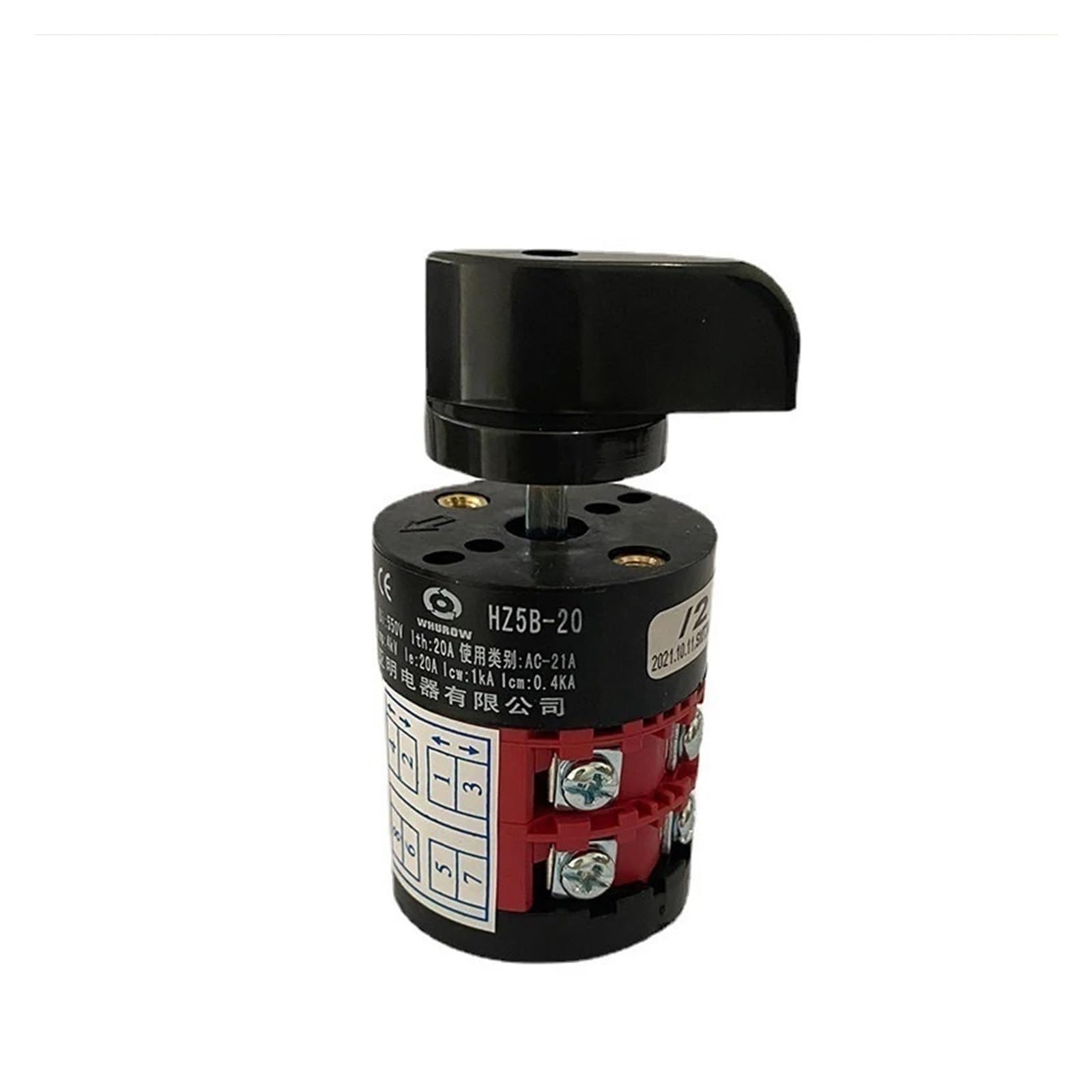 CXFCIHFT 3 Position HZ5B-20/2 Combination Changeover Rotary Cam Switch 20A Two Poles 8 Terminals Silver Contact