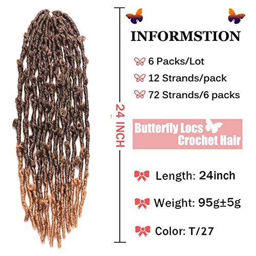 6 Packs 24 Inch Butterfly Locs Crochet Hair for Black Women Soft Distressed Locs Crochet hair Faux Locs Pre looped Pre-twisted Braids - Image 2
