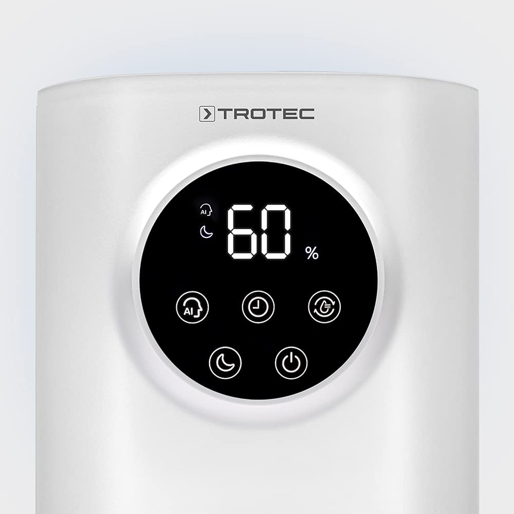 Humidificador ultrasónico 3 en 1 TROTEC B 7 E con difusor de aromas, filtro de aire de carbón integrado, lámpara UV antibacteriana y gran depósito de agua de 5 litros