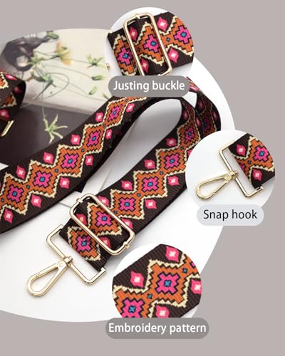 Image of Embroidered Purse Straps Replacement Crossbody Wide Adjustable Bag Straps | Thick Purse Strap for Crossbody Bags,Extra Long Strap,Cross Body Straps for Handbags,Bag Straps for Tote Bags,Shoulder Straps