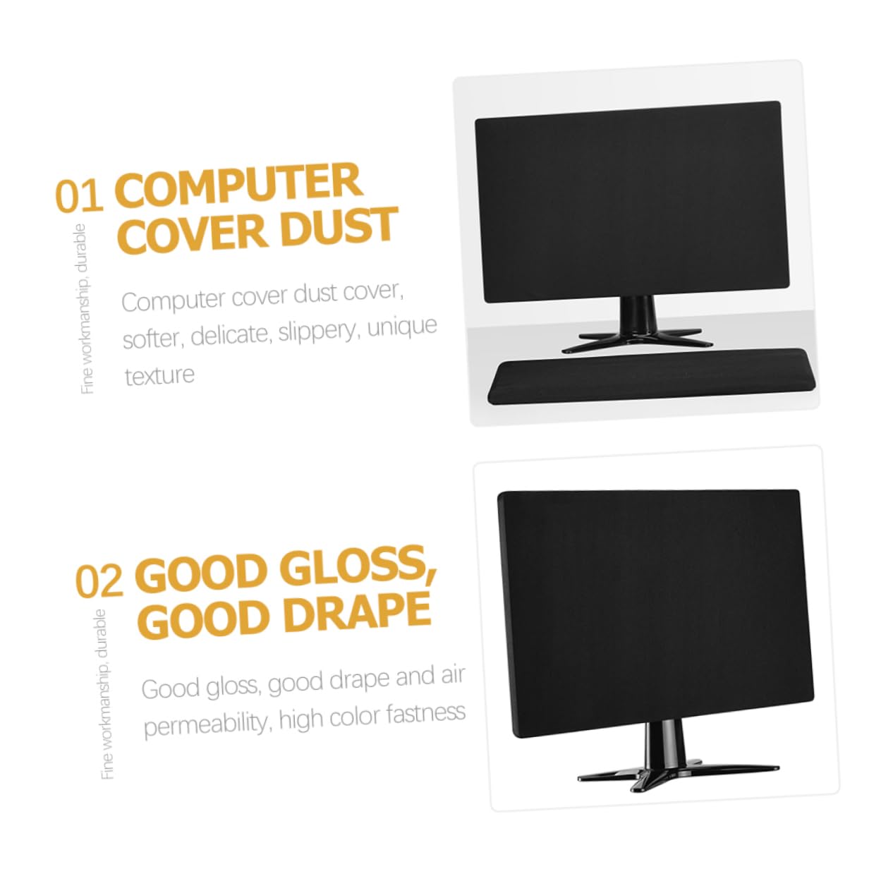 Copertura Elasticizzata per Monitor Computer Nero, Antipolvere