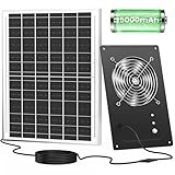 DSTANA Solar Fan for Chicken Coop with Battery and Timer, 25W 15000 mAh Solar Powered Exhaust Fan for Greenhouse, Outdoor, Shed, Vent, Doghouses, Windows, RV, High Wind Speed, Rainproof
