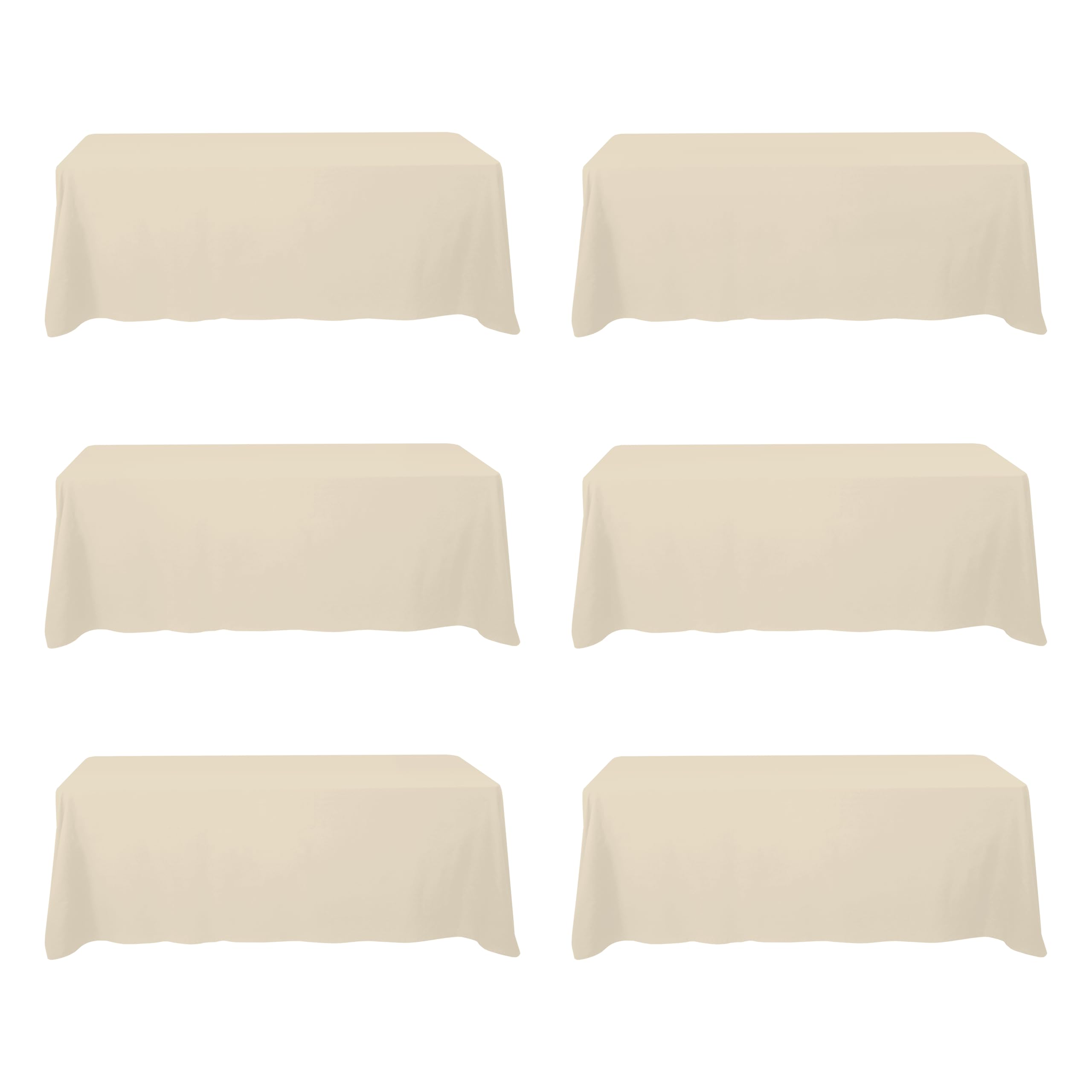 BRILLMAX 6 Pack Beige Tablecloths 90x156 Inch for 8ft Rectangle Tables