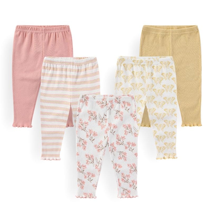 Image of JELYLOVE Unisex Baby Boy Girl Pants Sets Cotton Soft Infants Bottoms Casual 5 Pack 0-12 Month Babies' Leggings
