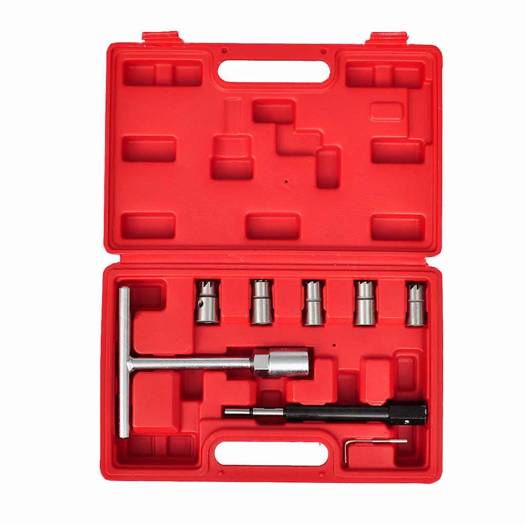Kit de nettoyage 7 pièces pour injecteurs diesel avec alésoirs de qualité supérieure, poignée en T et clé Allen dans une mallette robuste pour atelier, garage