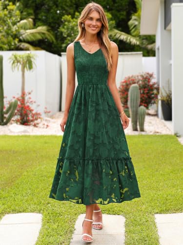 Image of Simplee Womens Semi Formal Dresses for Wedding Guest Floral Lace Midi Dress
