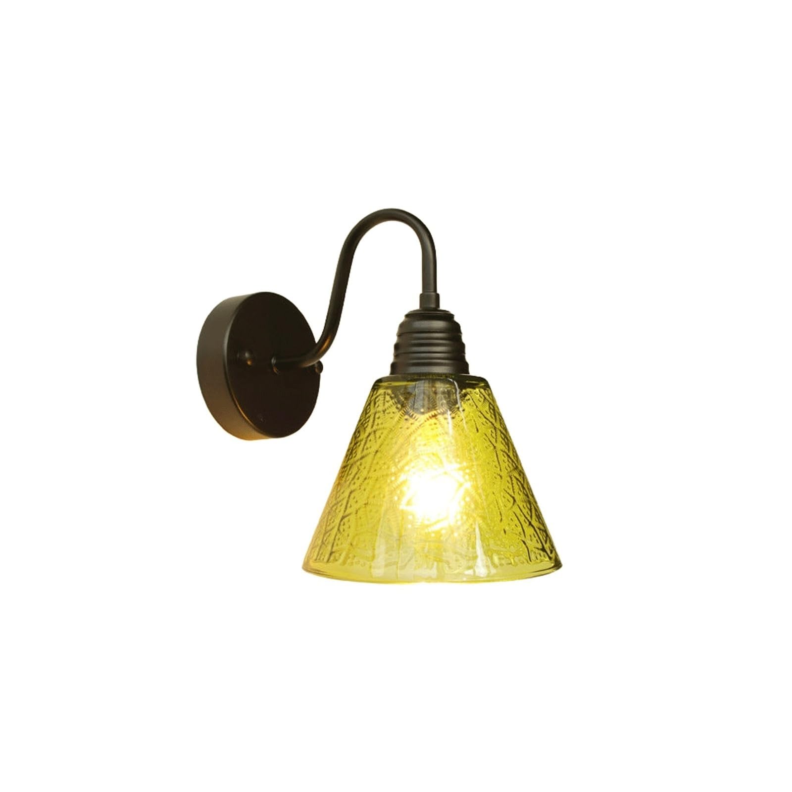 OZBMA Vintage Outdoor Wall Sconce, 8.3" Gooseneck Exterior Light, Green Textured Cone Glass Shade, Waterproof E27 Iron Aluminum Lamp for Garden, Villa, Porch, Entryway, Patio Cottage