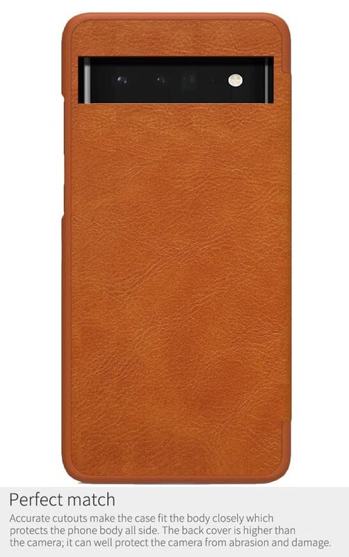 Image of WHITBULL PU Leather Magnetic Premium Flip Cover with 2 Card Slot Compatible with Google Pixel 6a - Brown