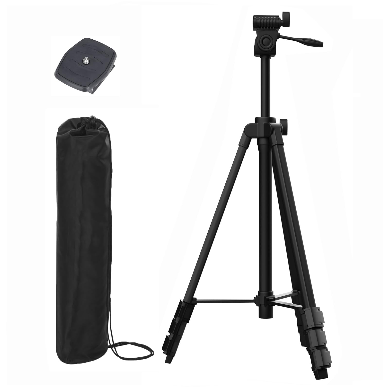 Xincere 148 cm Lightweight Aluminum Laser Level Tripod Stand with Bubble Level, Quick Release Plate with 1/4"-20 Screw Mount for Laser Line Leveling Device