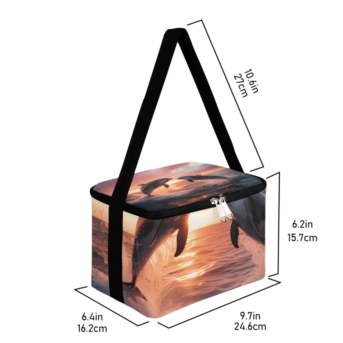 GzLeyigou Lunch Bags for Women Men 9 Cans,Dolphins Hot & Cold Food Delivery Bag Insulated Grocery Bag Insulated Lunch Box Aquatic Ocean Dolphin Cooler Bag for Office Work Picnic Beach