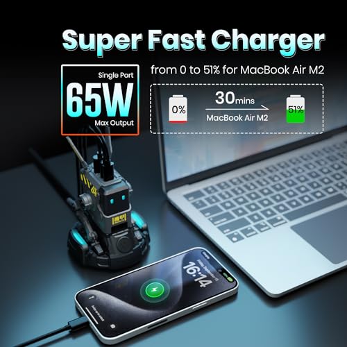 Image of GravaStar Alpha65 65W GaN USB-C Fast Charger, 3-Port Wall Charger, Foldable Compact Charger for iPhone, MacBook Pro, Galaxy, Steam Deck - Black - with US /EU /UK Interchangeable Plug Adapters