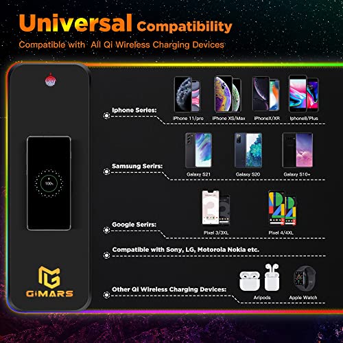 Gimars Rgb Mouse Pad With Wireless Charging, Extened Large Gaming Mouse Pad With 10W Fast Charging, 10 Colors Led Light, Premium Smooth Surface, Non Slip Mouse Mat For Gaming,Desks, Pc,Office #TOP4