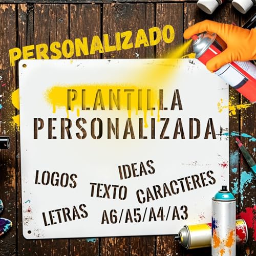 Stencil Personalizado de PVC Reutilizable para Pintar con Spray – Plantillas de Letras y Números para Paredes, Madera, Lienzo y Tela (Plantillas Para Pintar)
