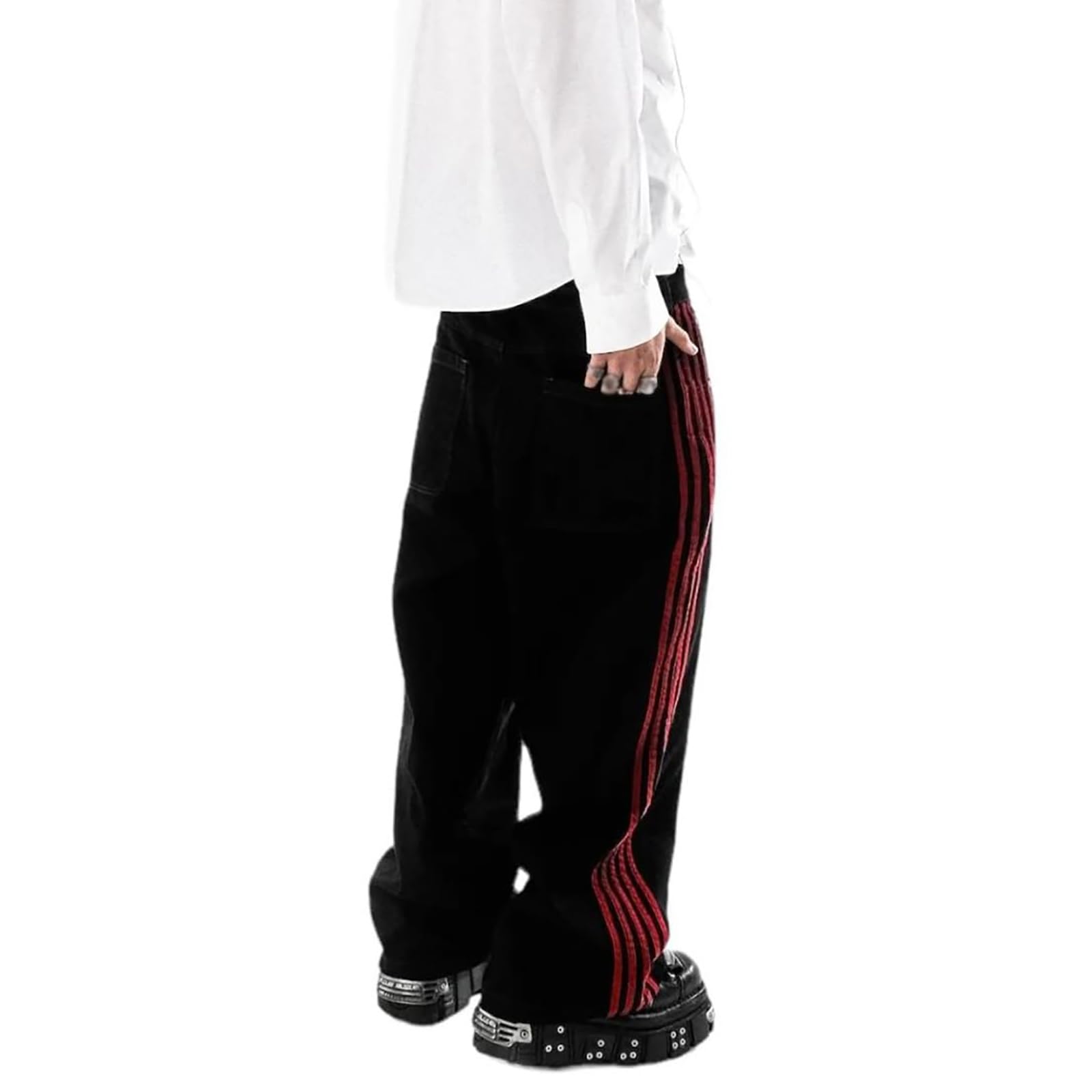 Damskie Baggy Hip Hop Jeansy Niski Stan Szerokie Nogawki Jeansowe Paski Vintage Y2K Styl Oversized Luźne Jeansy dla Pań Casual Streetwear Sprane Jeansy