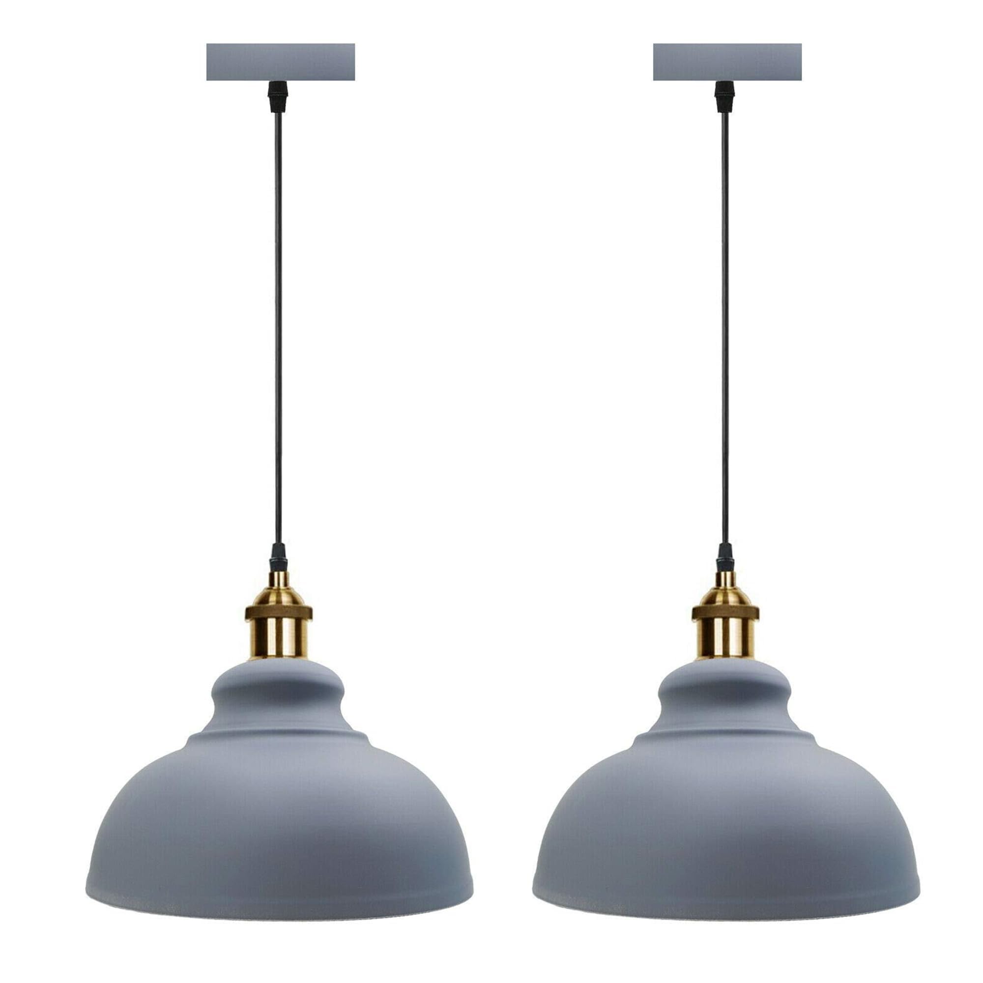DC VOLTAGE Modern Curvy Shape Vintage Pendant Light Industrial Hanging Ceiling Shade Lighting Ideal for Restaurants Grey 2 Pack
