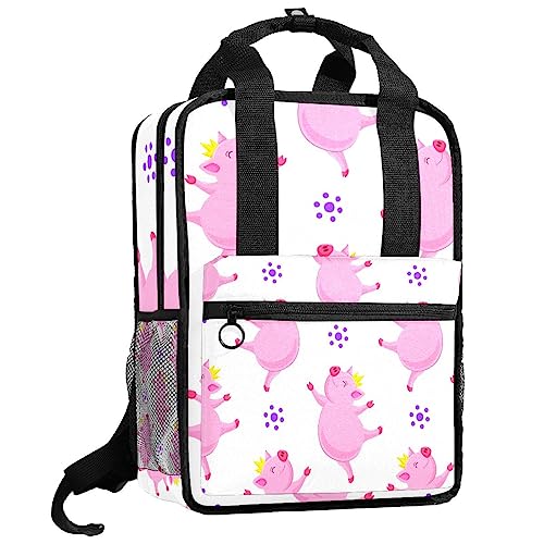 Cartable pour filles cochon avec couronne en version multicolore