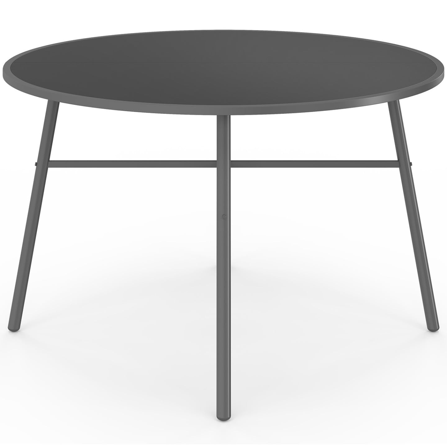 IDMarket - Conjunto de muebles de jardín Madrid - Mesa redonda de 120 cm y 6 sillas apilables - Gris antracita