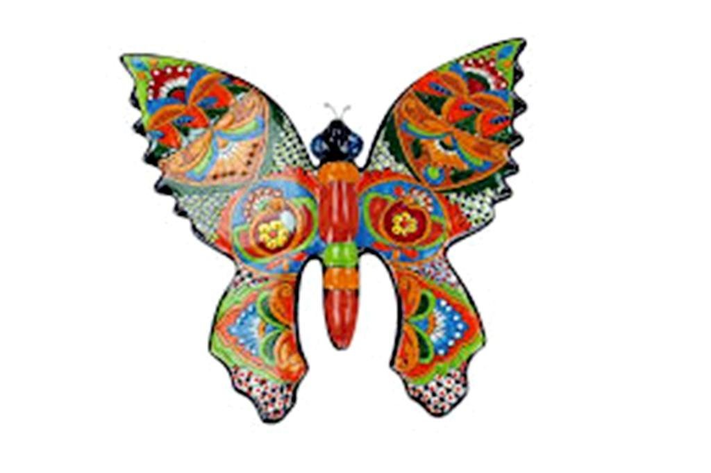 Talavera Pottery StoreHanging Wall Butterfly Hand Painted Indoor Outdoor Multi Colored Figure Glazed