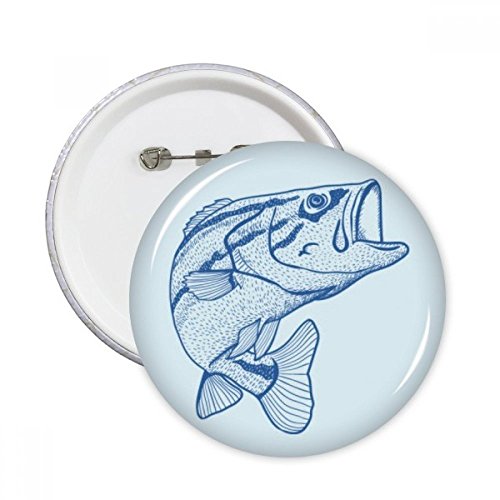 Badge Grain Bleu Big Fish Pins Ronde pour Personnaliser un Sac à Dos M