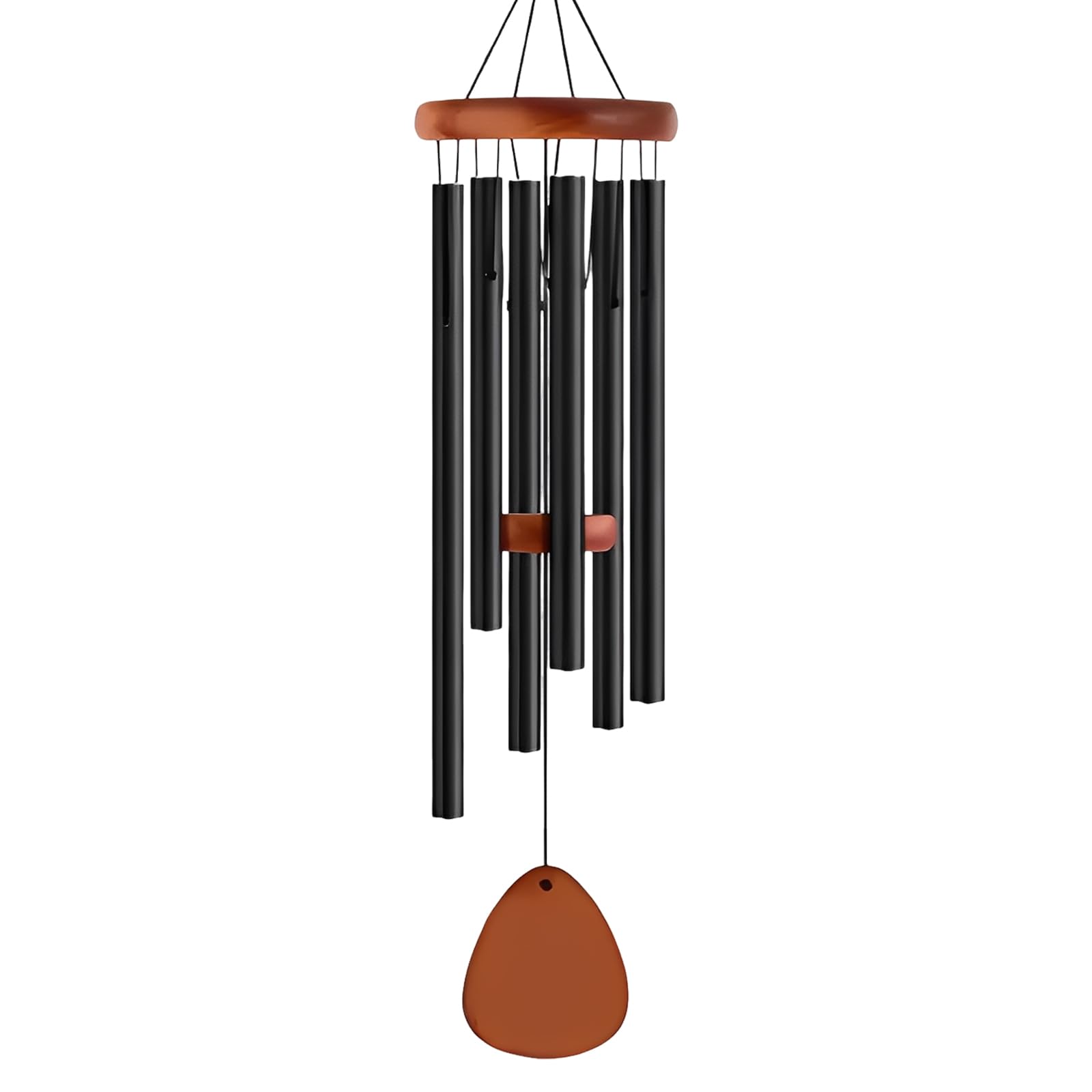 Nyoslb Black Aluminium Wind Chimes, 26In Windchimes For Garden Hanging Chimes 6 Aluminum Tubes Wind Chime For Garden Yard Home Outdoor (Black)