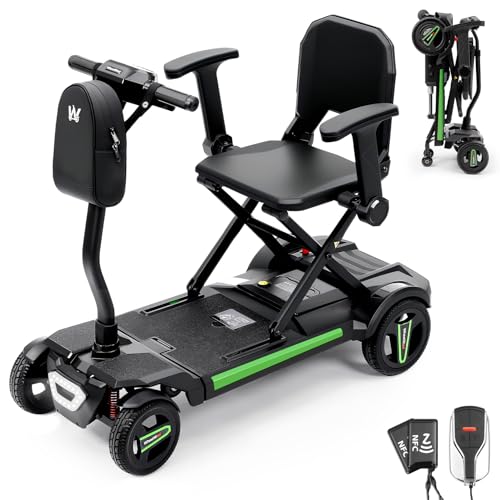 Image of Remote-Control Electric One-Touch Auto-Folding Mobility Scooter for Adults & Seniors, 44 lbs Lightweight Travel Scooter, NFC Smart Unlock, All-Terrain 4 Wheel, 275 lbs Capacity, Airline Approved