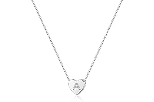 Dainty Cubic Zirconia Initial Heart Pendant Necklace for Women Girls Jewelry Gifts