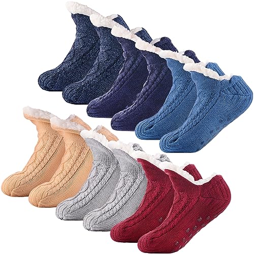 Chaussettes pelucheuses avec semelles antidérapantes Liitrsh à isolation thermique