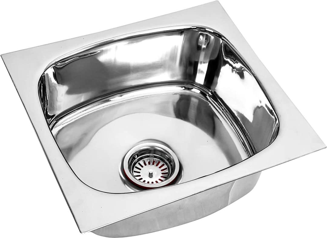 FANTUS® Bowl Stainless Steel Kitchen Sink || Glossy Finish with Sink Coupling and Waste Pipe (12" X 15")