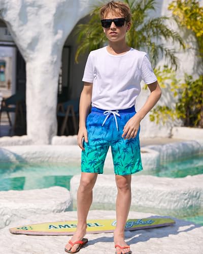Boys Swim Trunks Bathing Suit Youth Teen Boys Swimming Trunks with Compression Liner Kids Swimsuit Board Shorts 7-163