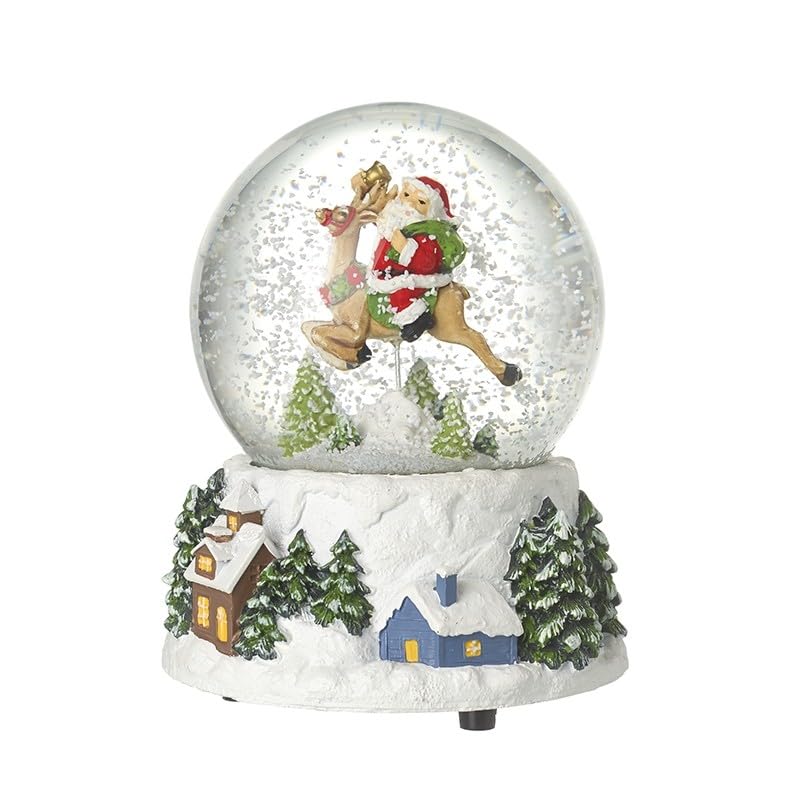 Heaven Sends Boule à neige musicale Père Noël sur renne