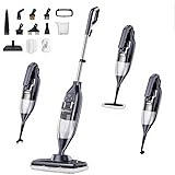 Steam Mop, 12-in-1 Powerful Handheld Steam Cleaner Detachable Steam Mops for Floor Cleaning, 550ML Removable Tank, 23FT Power Cable, MultiPurpose Steamer for Hardwood, Tile,Furniture,Sliver Gray