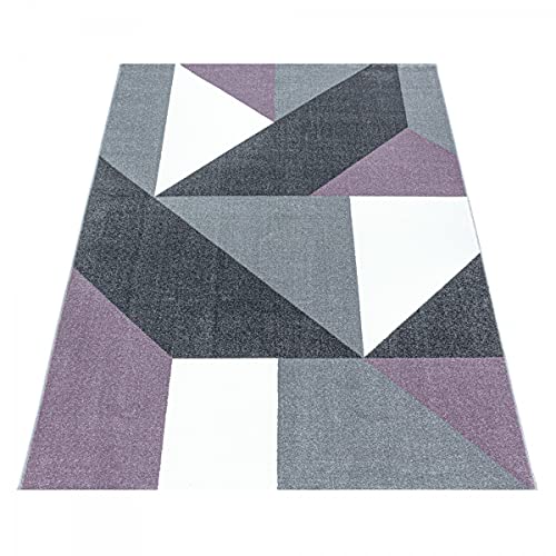 Tapis géométrique moderne violet 80 x 150 cm doux et chaleureux - 4