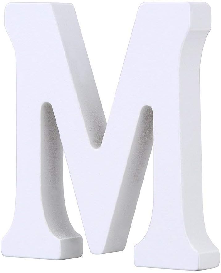 Wooden Letters A-Z Alphabet Letters Decor Wedding Birthday Party Home Decoration White (M)
