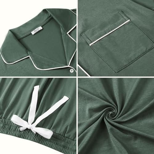 Joyaria Women Bamboo Viscose Capri Pajamas Set Cooling Button Down Pjs Short Sleeve Sleepwear Soft Loungewear S-XXL4