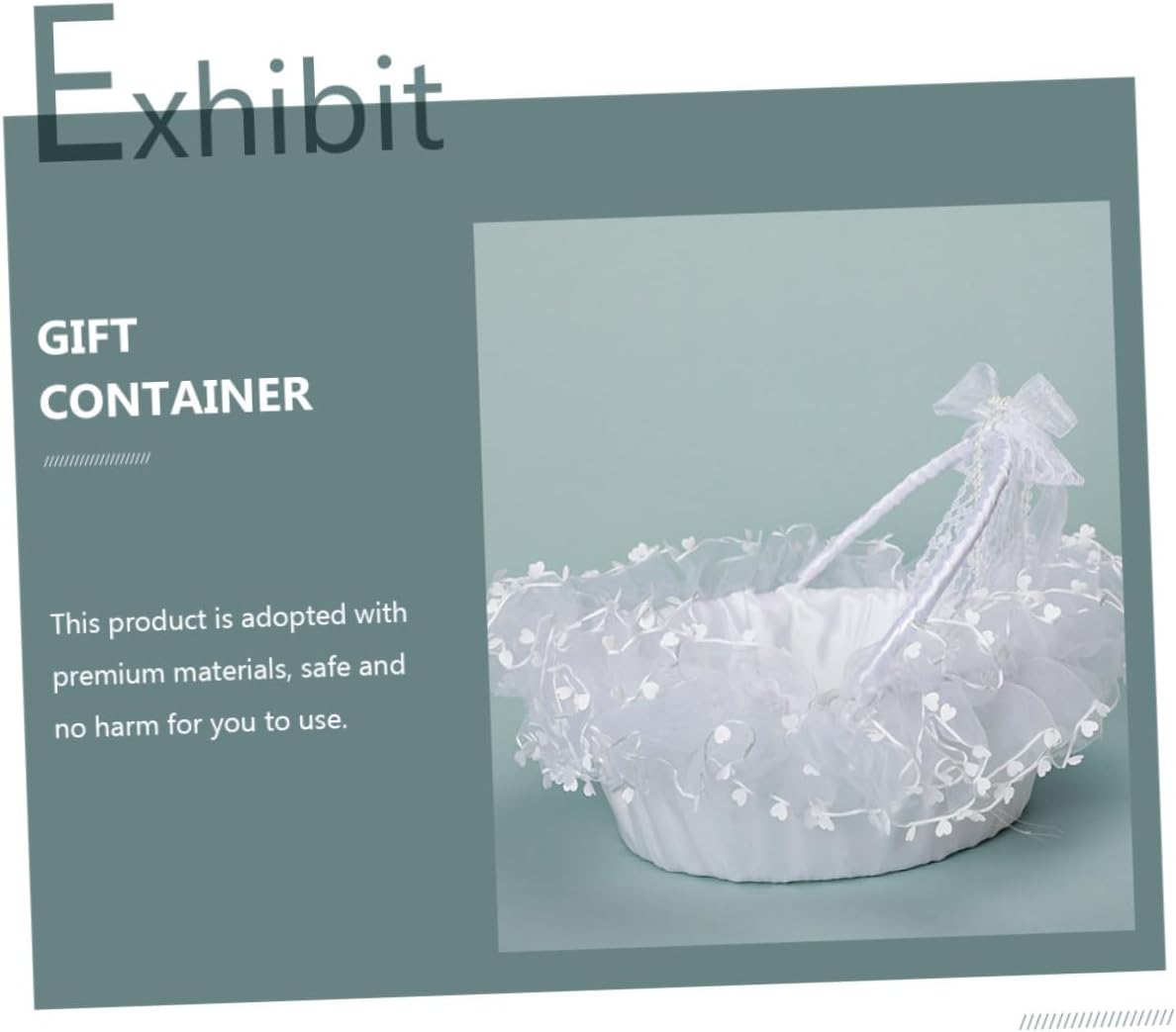 Milisten Lace Heart Flower Basket White Wedding Basket with Detachable Handle for Flower and Wedding Ceremony Supplies