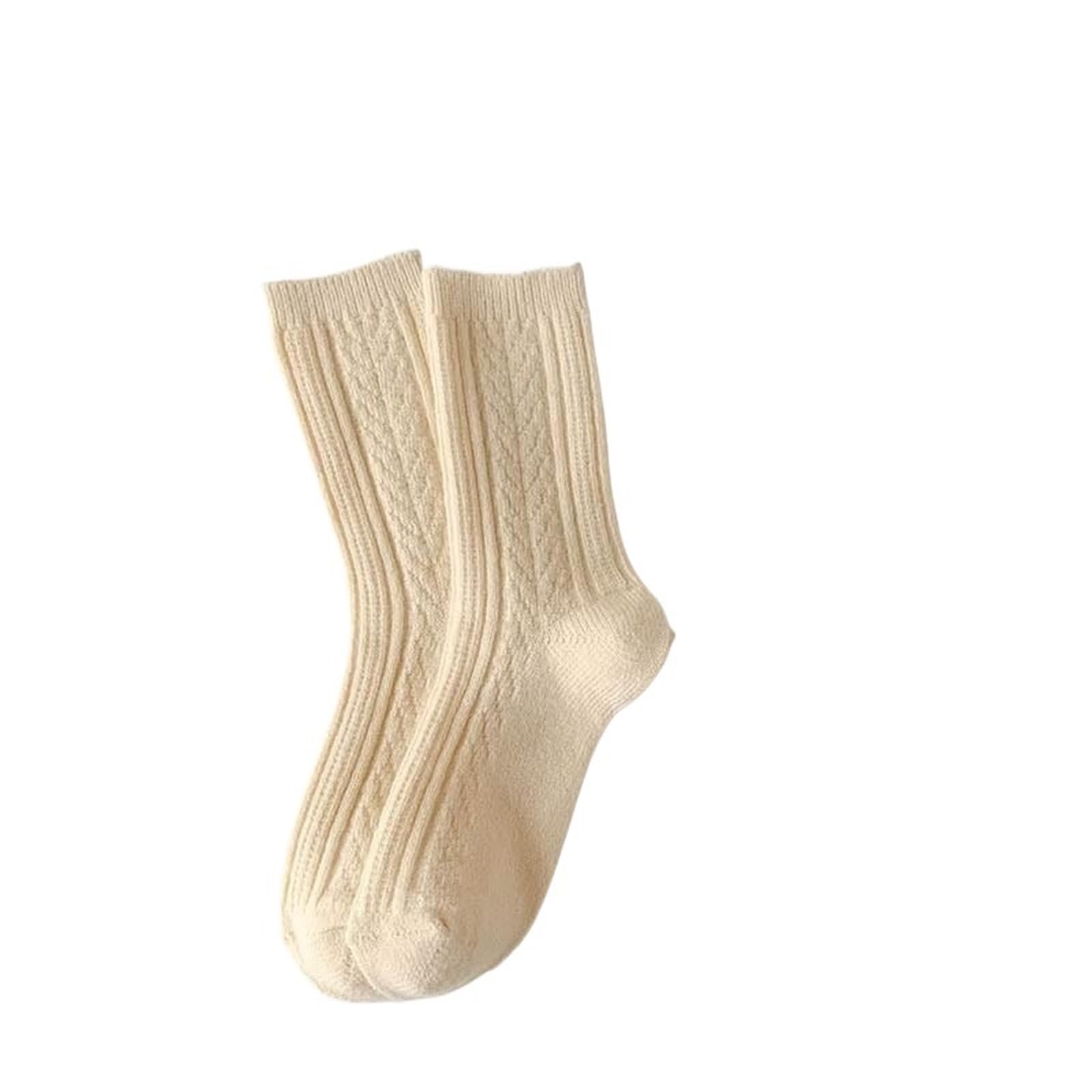Calzini Donna Corti 3 Paia di Calzini Invernali, Calzini Spessi e Caldi da Donna, Calzini Lunghi Tinta Unita CALZINO Donna(Beige)